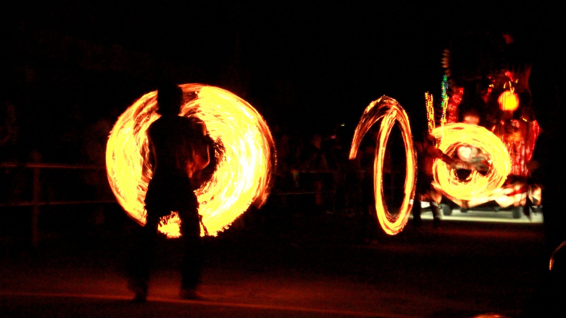 Fire dancers at full moon party in the British Virgin Islands